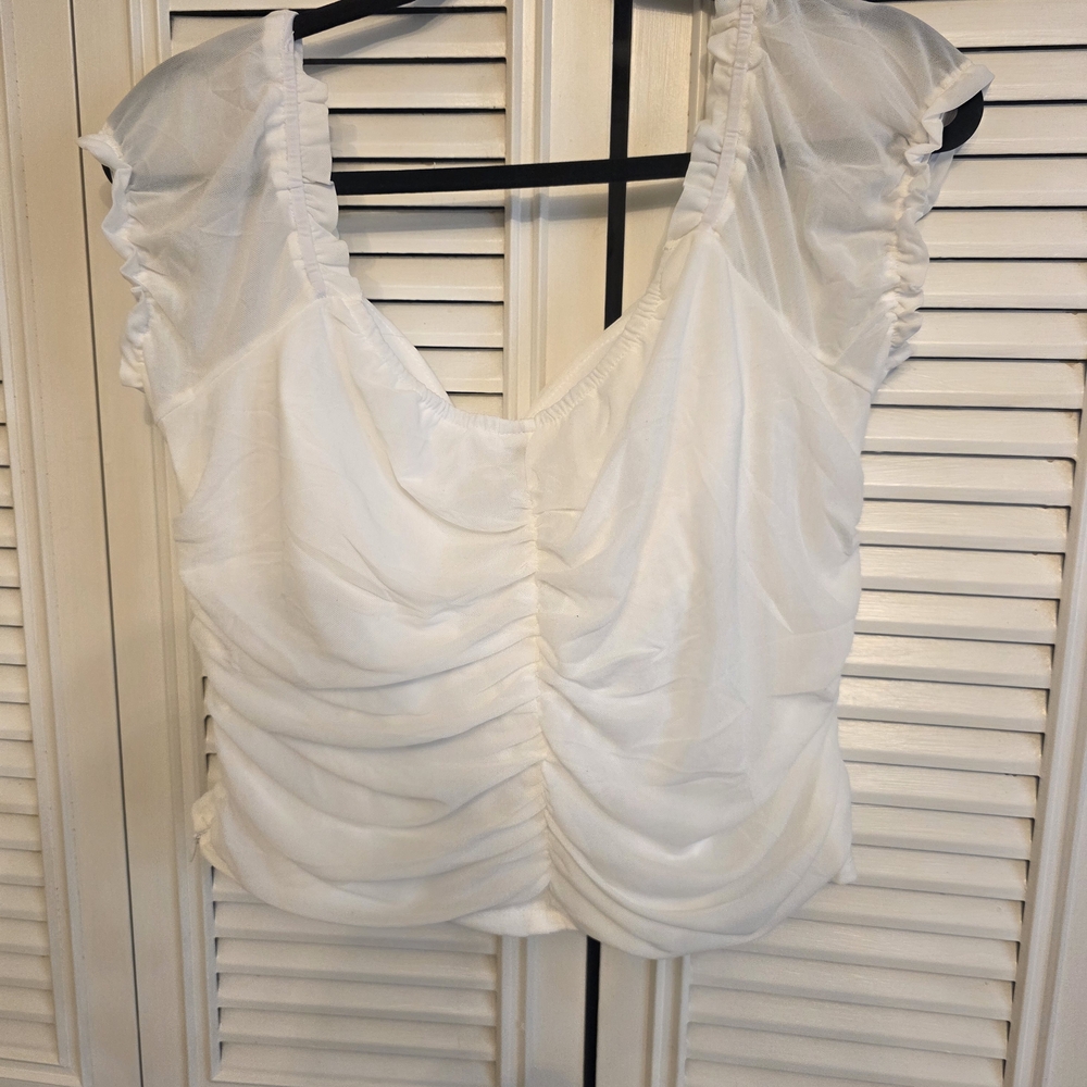 Mono B White Ruffled Bustier Blouse - Picture 3 of 4